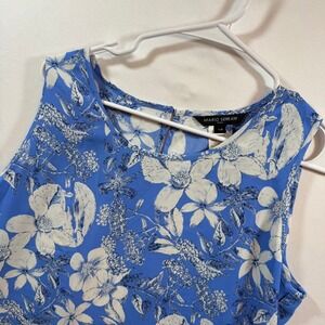 Mario Serrani Italy Womens Blue White Floral Sleeveless Blouse Top Large L/G